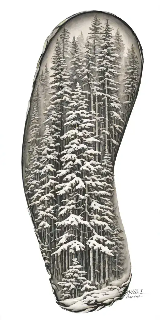 snowy pine forrest  tattoo design idea
