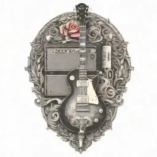 les paul guitar with marshall amp  tattoo design idea