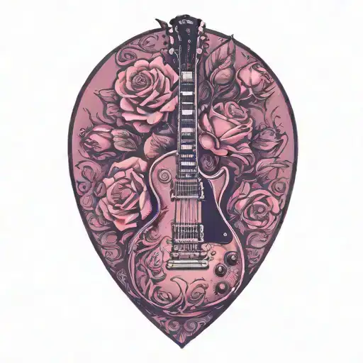 les paul guitar with roses tattoo design idea