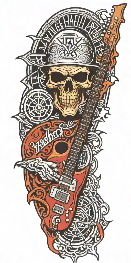 van halen logo with guitar tattoo design idea
