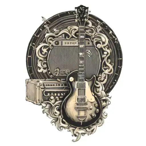 les paul guitar with marshall amp  tattoo design idea