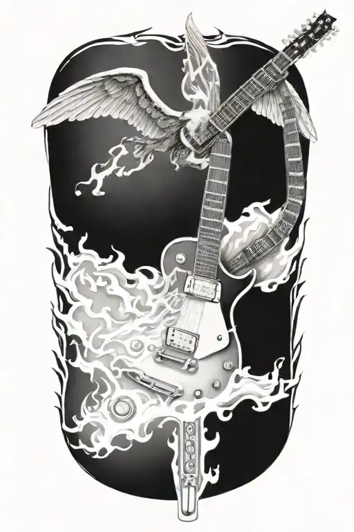 les paul guitar guitar fire wings   tattoo design idea