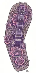 les paul guitar with roses tattoo design idea