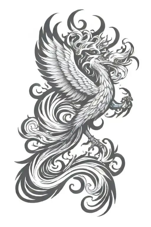 phoenix rising from flames tattoo design idea
