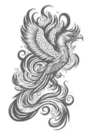 phoenix rising from flames tattoo design idea