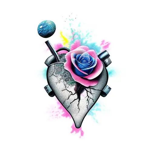 healing broken heart tattoo design idea