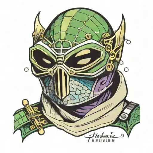 mysterio villain 60's mod tattoo design idea