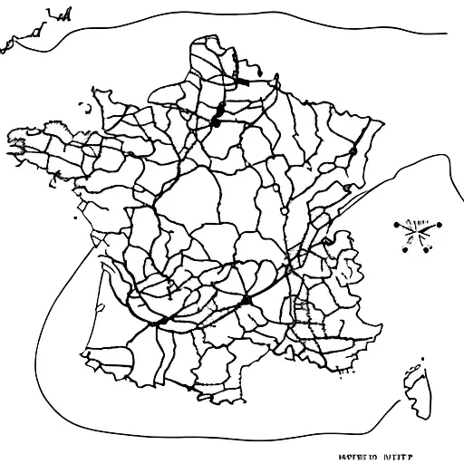 A minimalist map of the Camino route with significant landmarks tattoo design idea