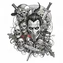 horror movie killer collage tattoo design idea