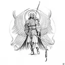 Saint Michael with a blackhawk helicopter  tattoo design idea