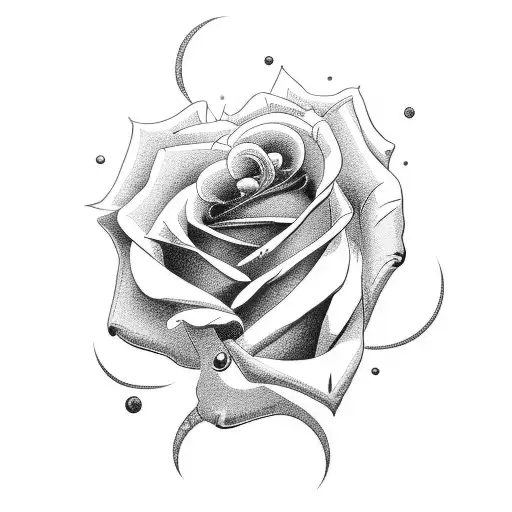 rose with blackout tattoo design idea