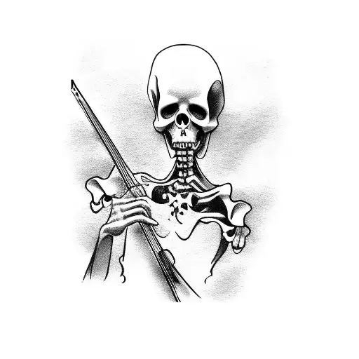 Grim Reaper playing a haunting melody on a violin tattoo design idea