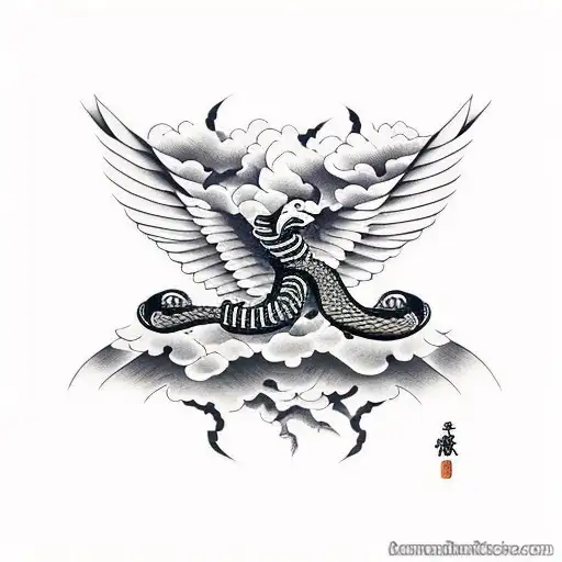 Eagle and snake tattoo design idea
