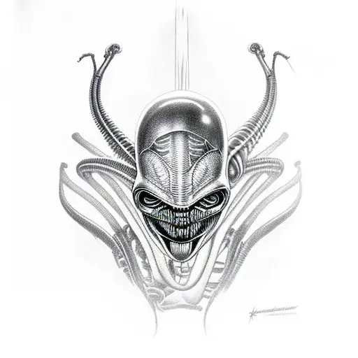 alien from alien vs predator crawling  tattoo design idea