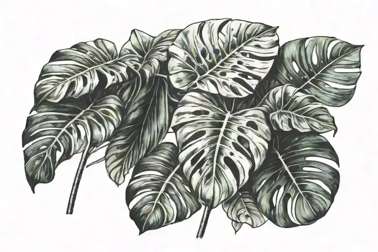 monstera plant tattoo design idea