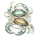 Kamchatka crab, flounder, squid on the seabed realistic tattoo tattoo design idea