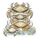 Kamchatka crab, flounder, squid on the seabed realistic tattoo tattoo design idea