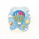 A hot air balloon floating above a serene beach filled with seashells tattoo design idea