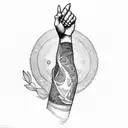 hand holding bread tattoo design idea