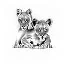 Lioness protecting 2 cubs tattoo design idea