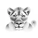 Lioness protecting 2 cubs tattoo design idea