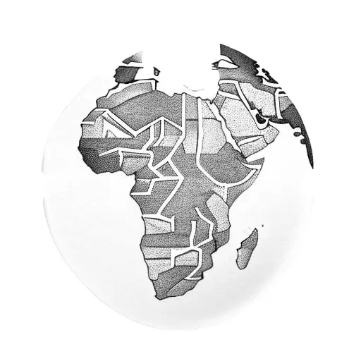 african continent in tribal or etnical caracter tattoo design idea