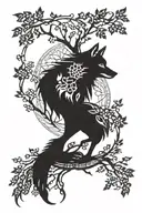 Phönix whit wolf head combined with tree of life growing tattoo design idea