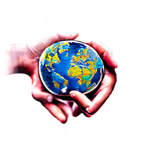 a hand holding a globe and money tattoo design idea