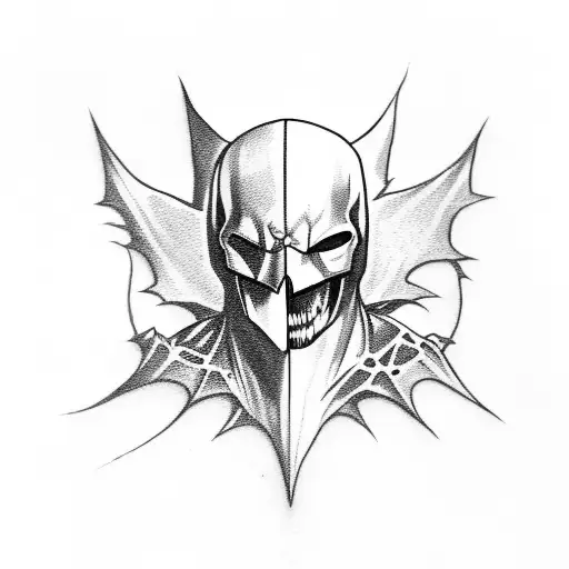 a skull with a batman mask on tattoo design idea