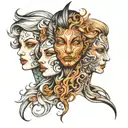 3 faces merging into one tattoo design idea