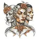 3 faces merging into one tattoo design idea