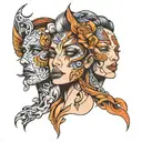 3 faces merging into one tattoo design idea