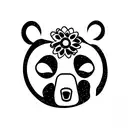 totem bear with aster flower tattoo design idea