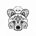 totem bear with aster flower tattoo design idea