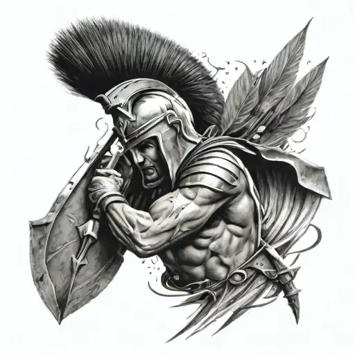spartan with rain of arrows tattoo design idea