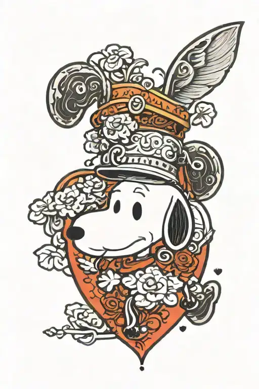 snoopy hand drawn heart tattoo design idea