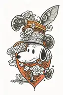 snoopy hand drawn heart tattoo design idea