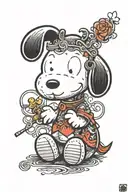 snoopy hand drawn heart tattoo design idea