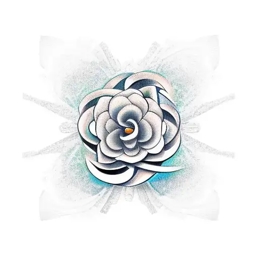 Flower with initials tattoo design idea