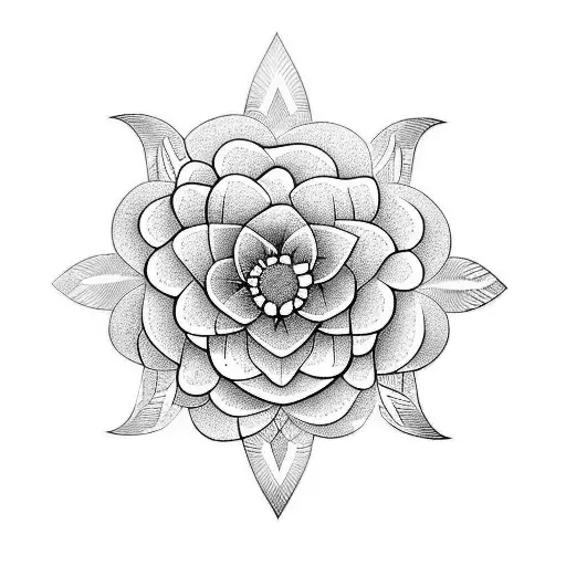 Flower with initials tattoo design idea