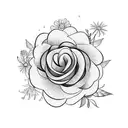 Flower with initials tattoo design idea