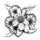 daisy and bee tattoo design idea