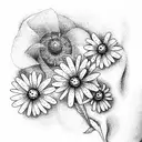 daisy and bee tattoo design idea