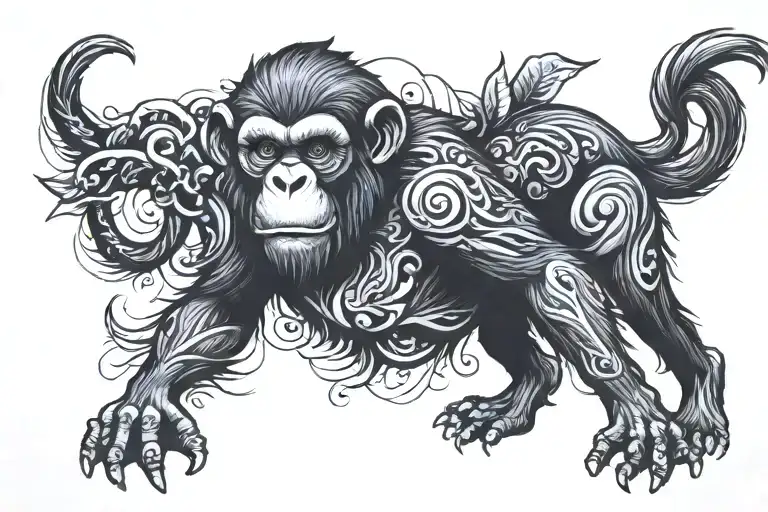 monkey or ape tattoo design idea