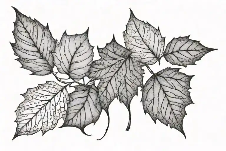fall leaves intertwined tattoo design idea