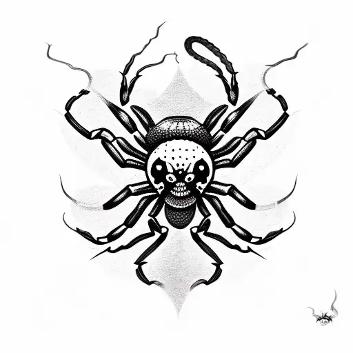 scary and vile spider, snakes, blood, death, no skull tattoo design idea