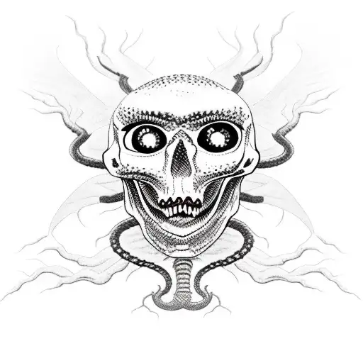 scary and vile spider, snakes, blood, death, no skull tattoo design idea