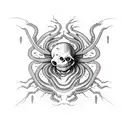 scary and vile spider, snakes, blood, death, no skull tattoo design idea