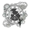Zeus clouds and time clock tattoo design idea