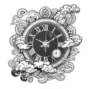 Zeus clouds and time clock tattoo design idea